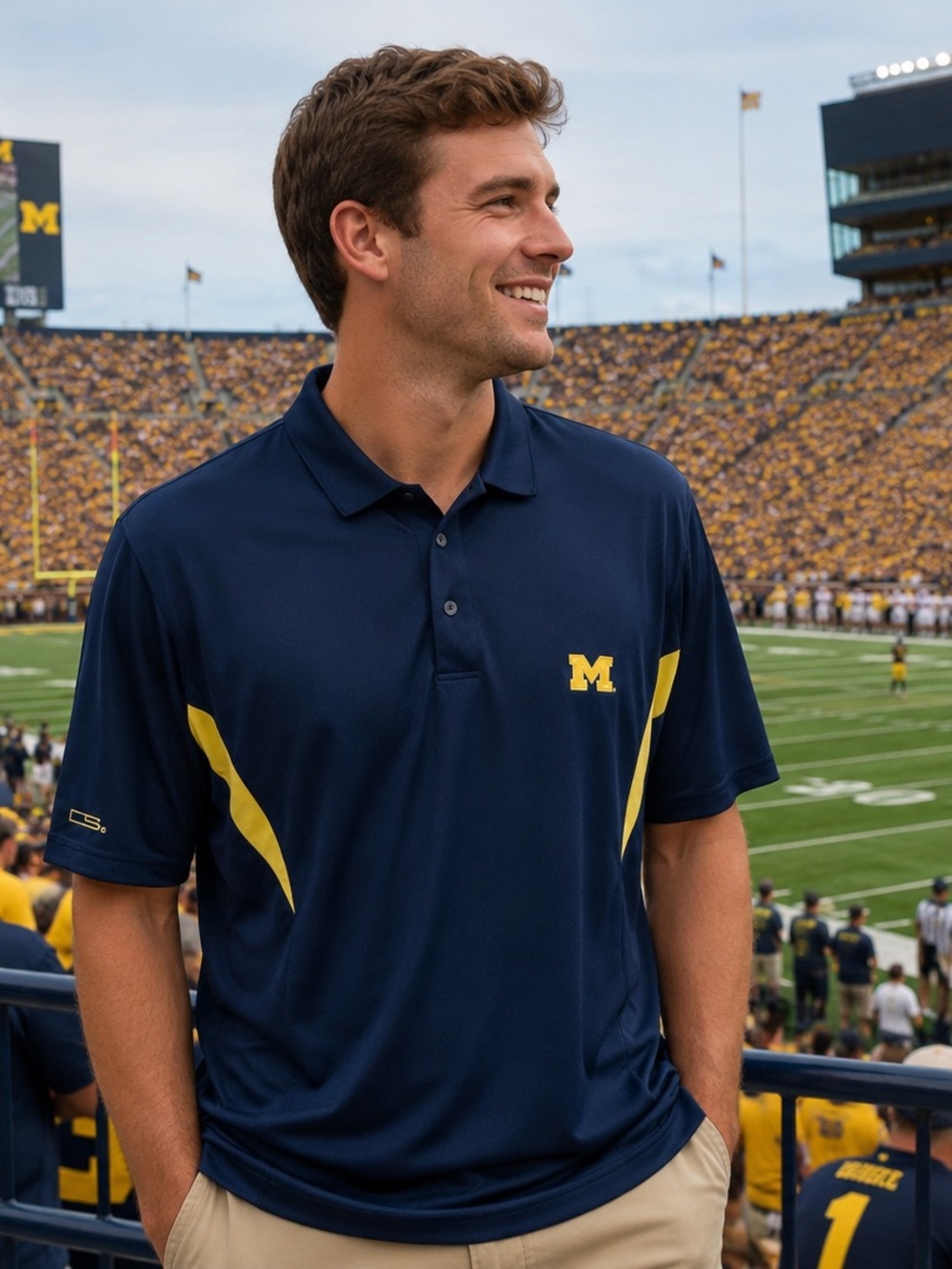 University of Michigan Navy Polo Shirt blue & gold XXL